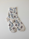 Butterfly Floral Cotton Crew Socks