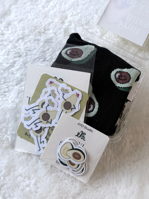 Avocado Socks and Sticker Gift Set