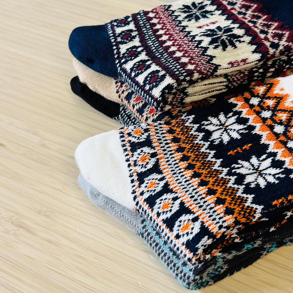 Nordic Snowflake Premium Cotton Crew Socks