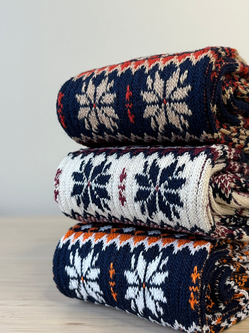 Nordic Snowflake Premium Cotton Crew Socks