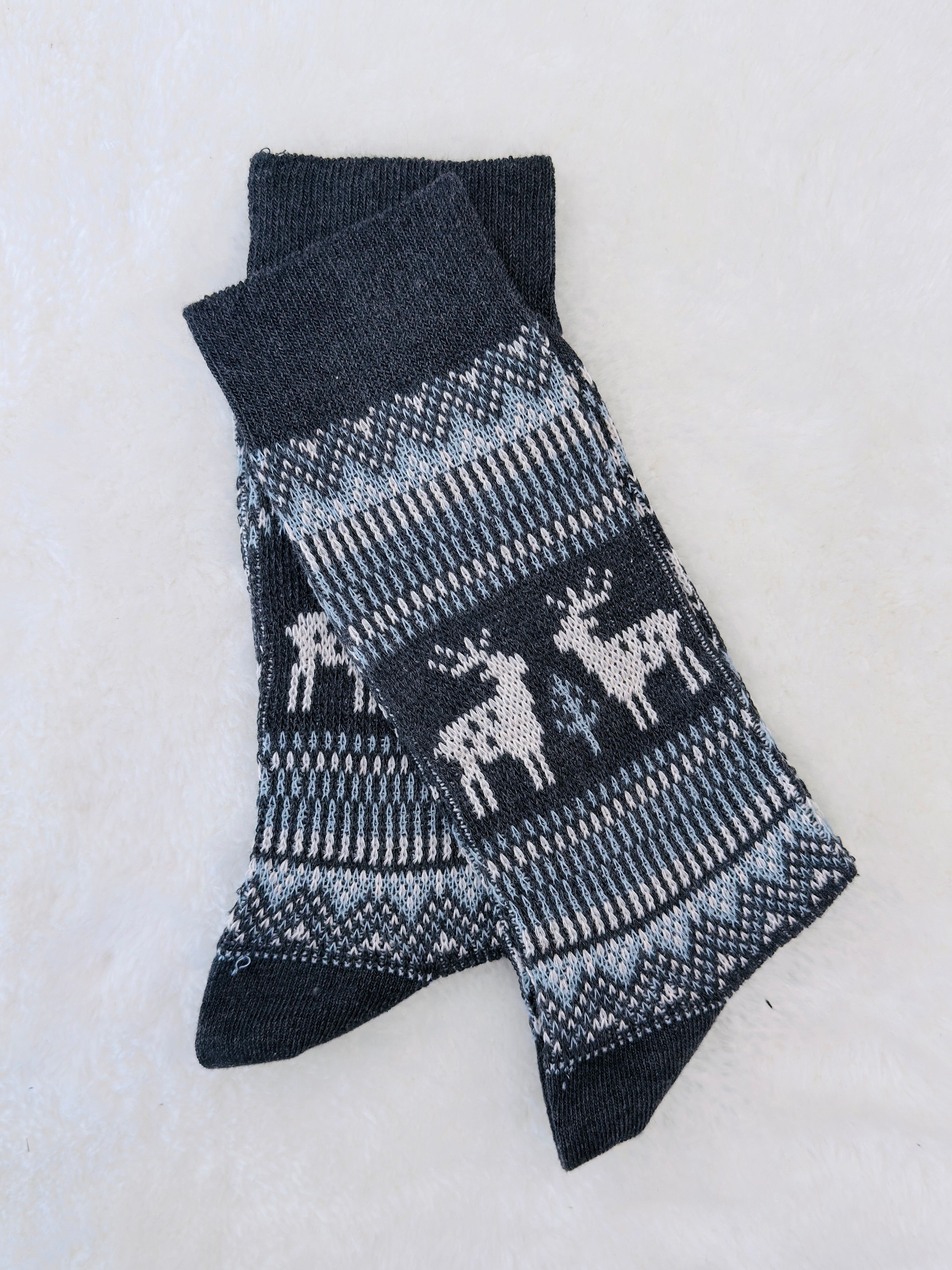 Nordic Reindeer Patterns Crew Socks