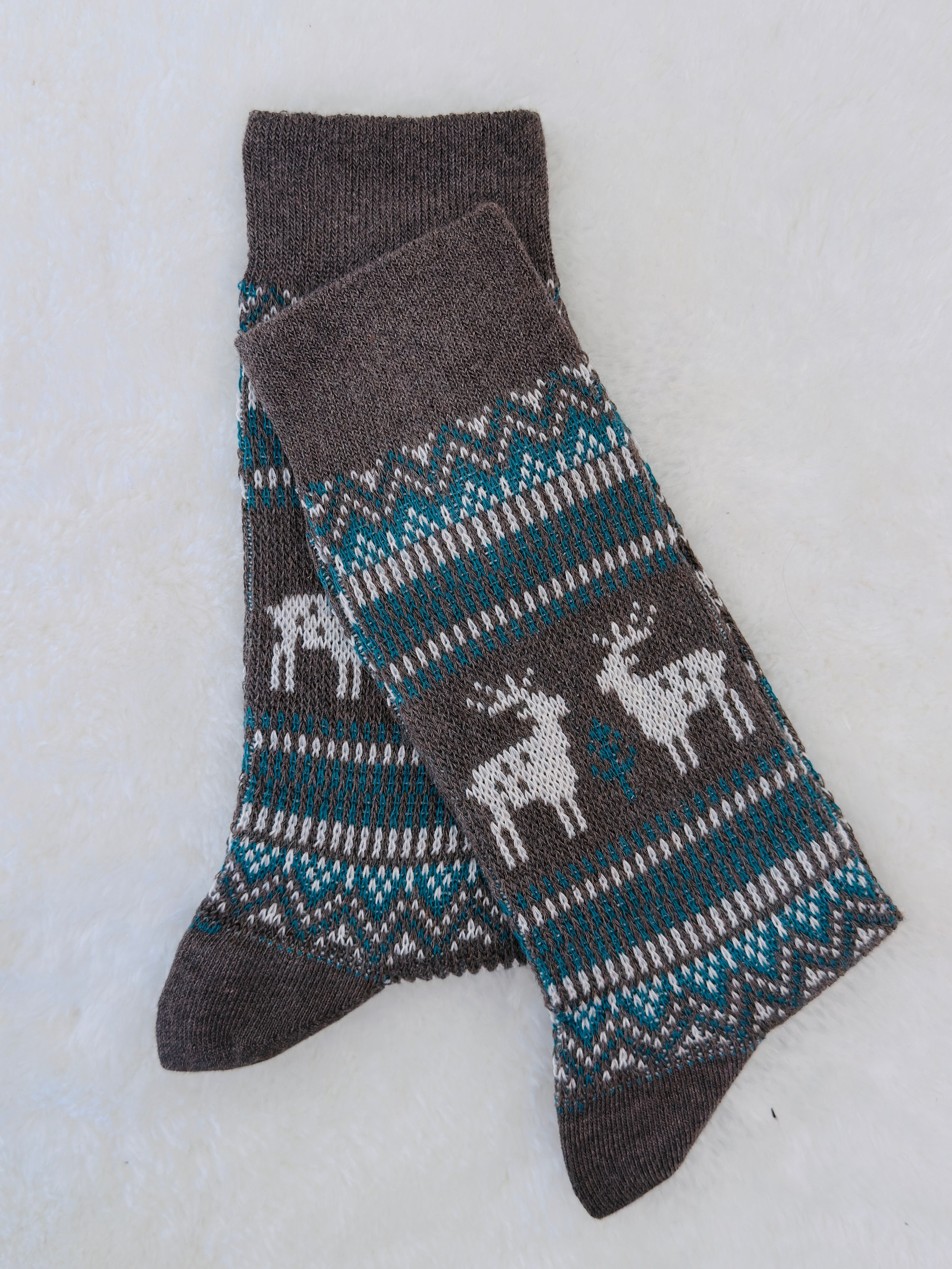 Nordic Reindeer Patterns Crew Socks