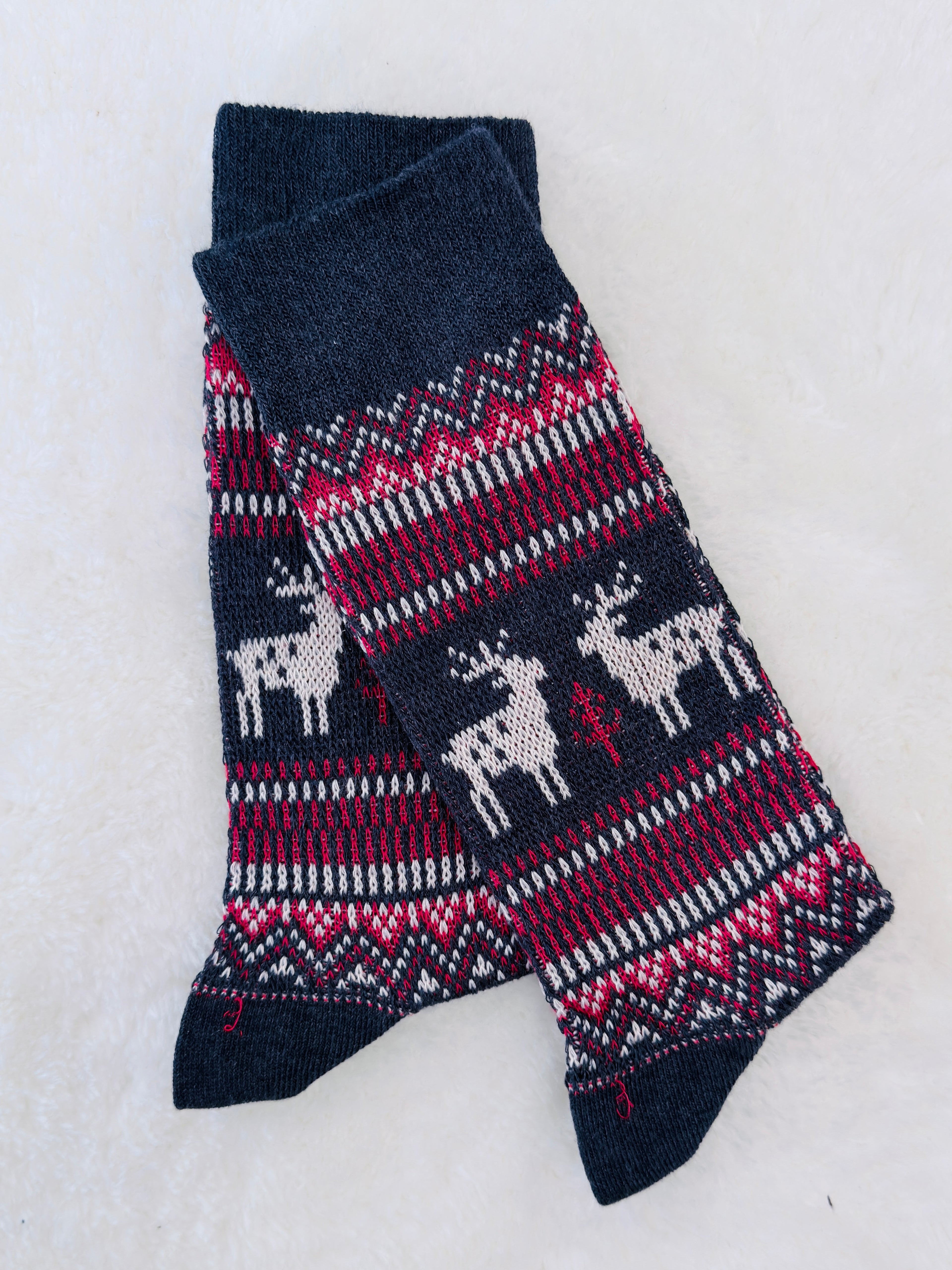 Nordic Reindeer Patterns Crew Socks
