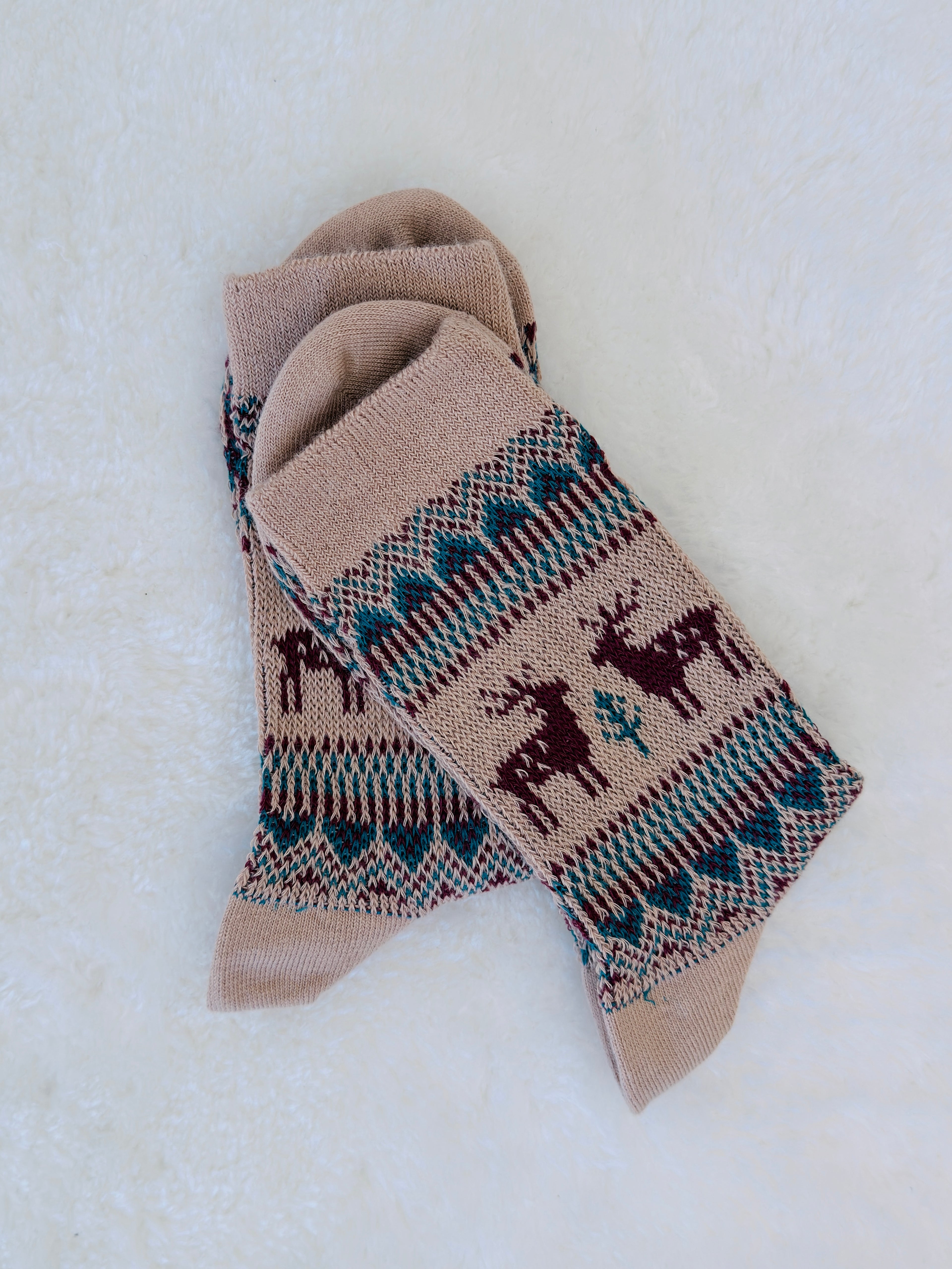 Nordic Reindeer Crew Socks, Small