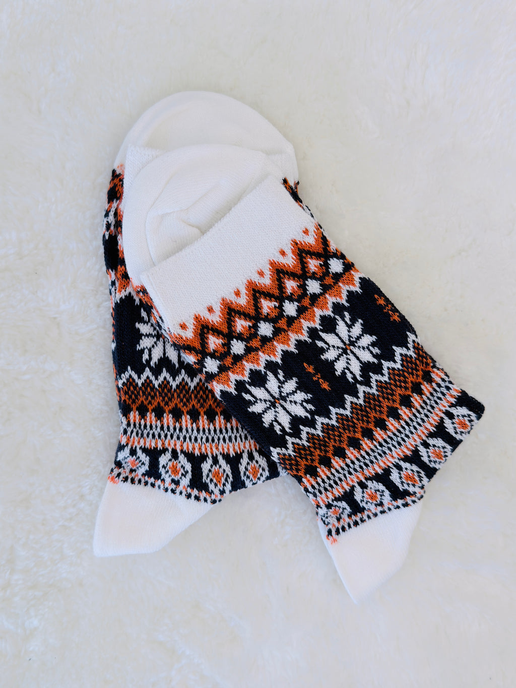 Nordic Snowflake Premium Cotton Crew Socks