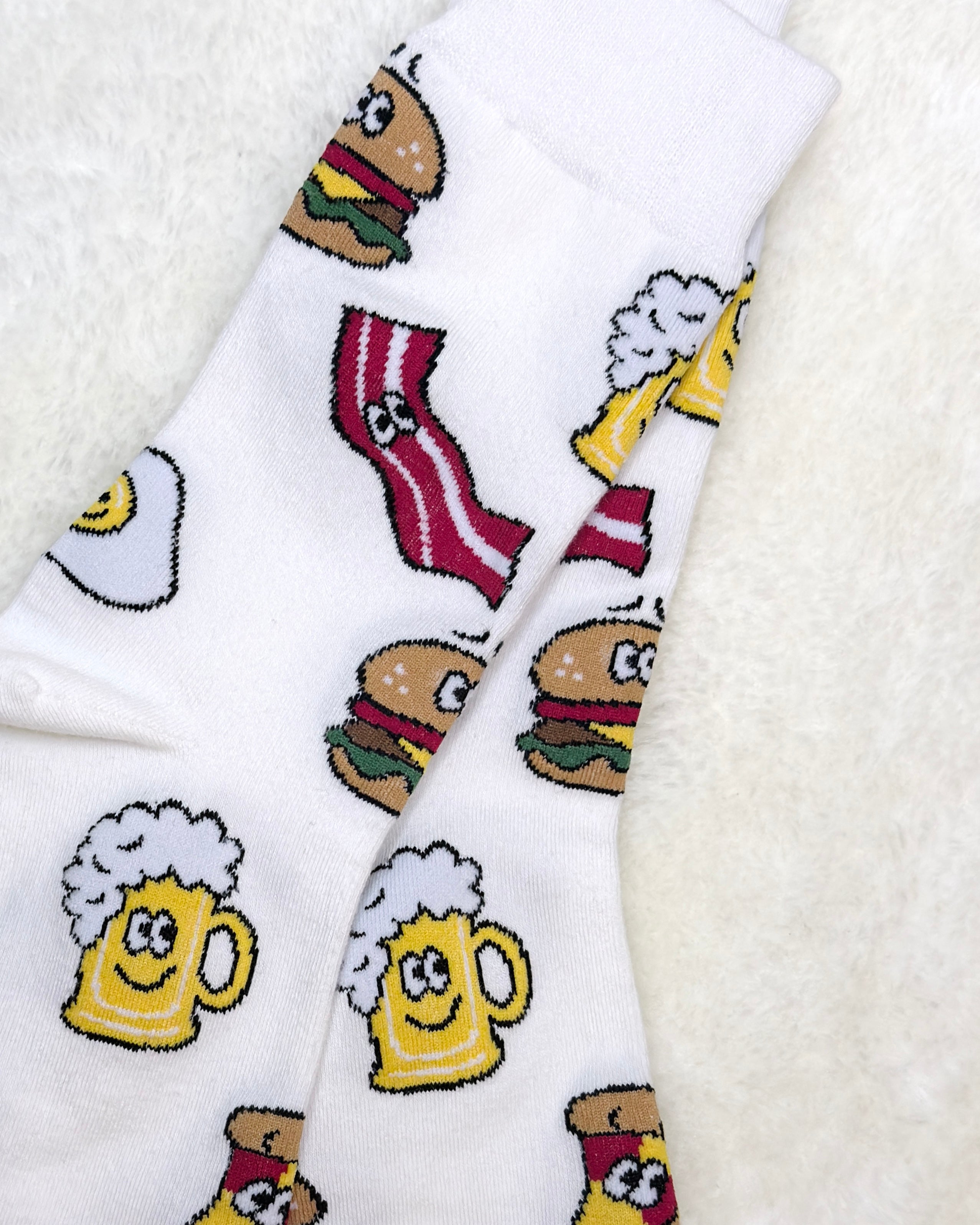 Funny Food Crew Socks | Burger Bacon Egg
