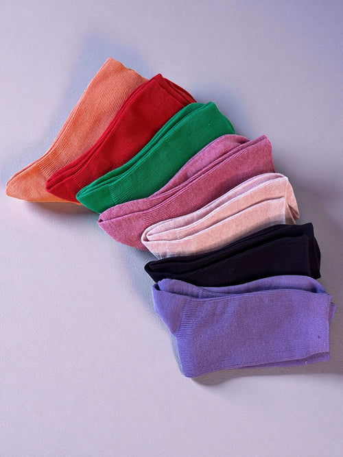Basic Cotton Crew Socks, 7 Colours