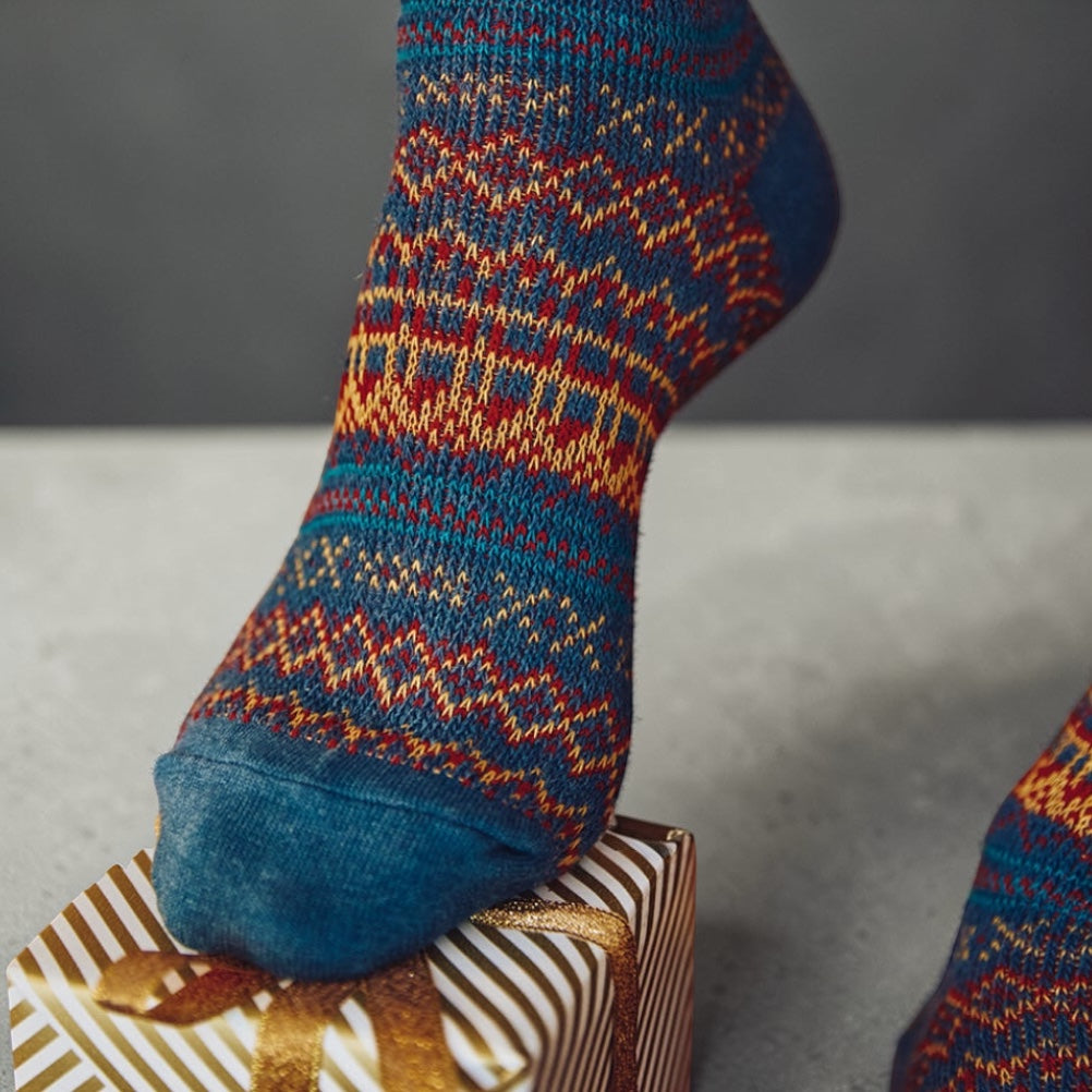 Fair Isle Pattern Premium Cotton Socks