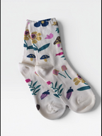 Autumn Floral Cotton Crew Socks