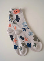Colorful Spring Flowers, Floral Crew Socks
