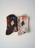 Colorful Spring Flowers, Floral Crew Socks
