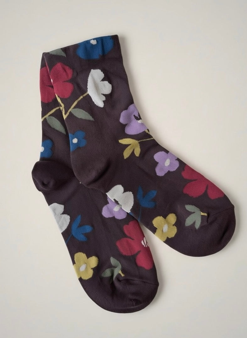 Colorful Spring Flowers, Floral Crew Socks