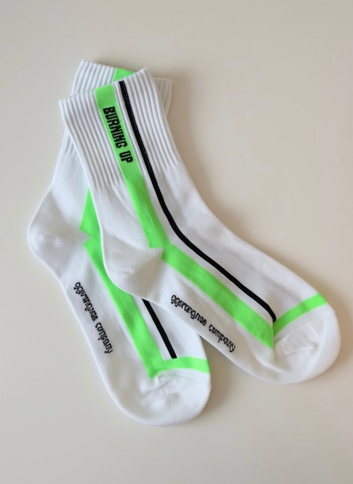 Burning Up Striped White Cotton Socks