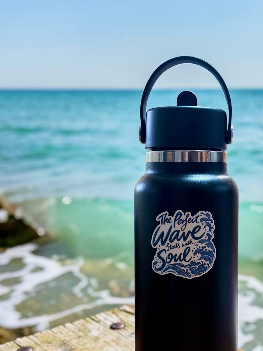 The perfect wave starts with soul, Vinyl Matte Sticker (2.2"x2.16")