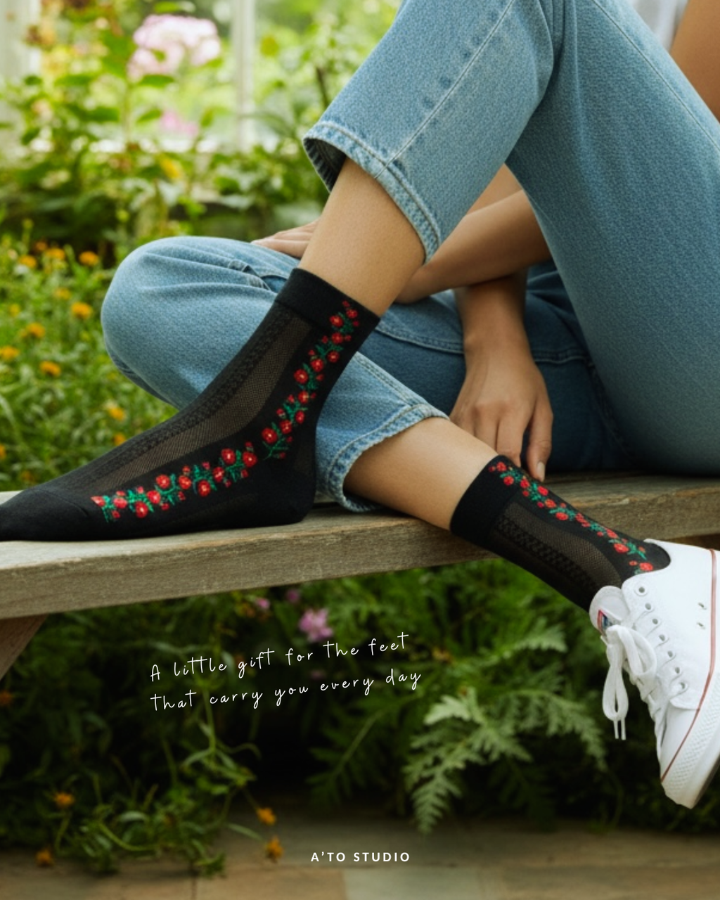 Floral Sheer Socks, 4 colours