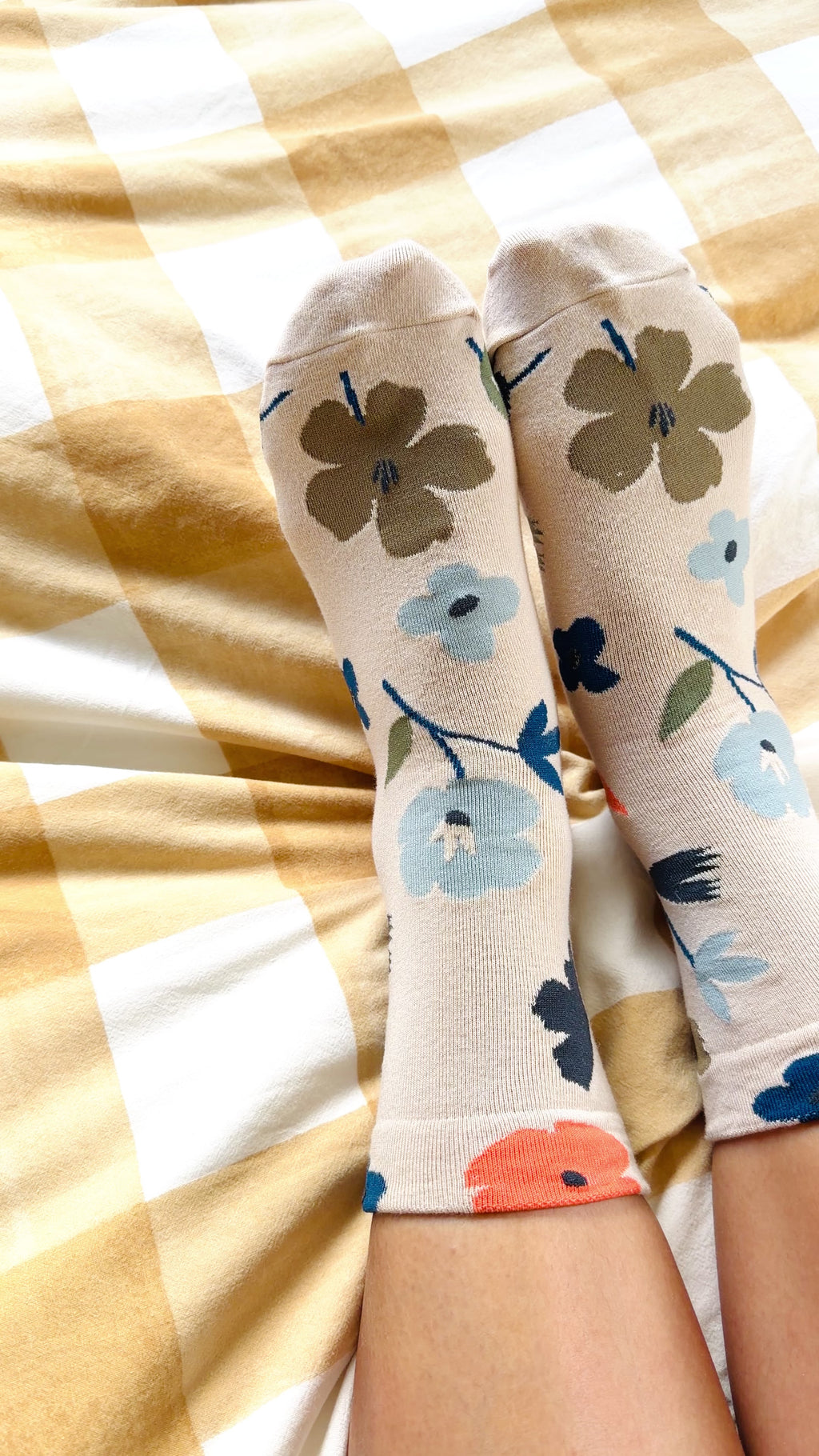 Colorful Spring Flowers, Floral Crew Socks