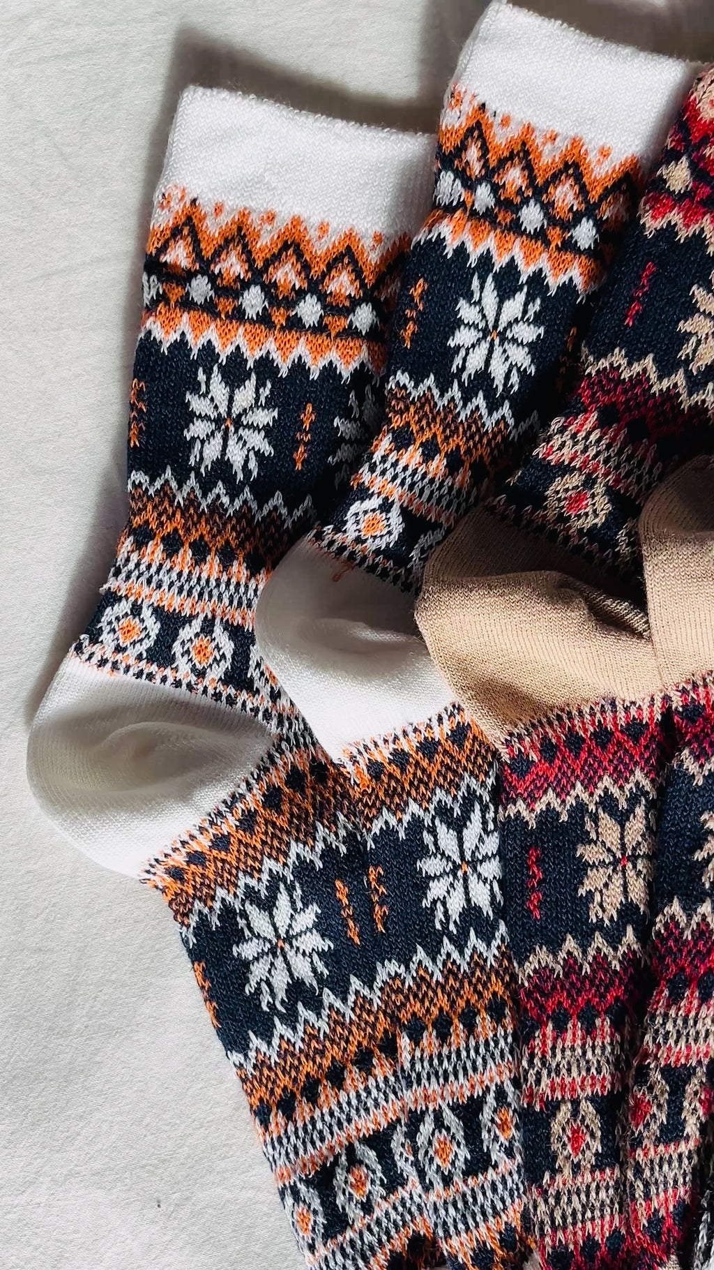 Nordic Snowflake Premium Cotton Crew Socks