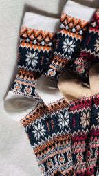 Nordic Snowflake Premium Cotton Crew Socks
