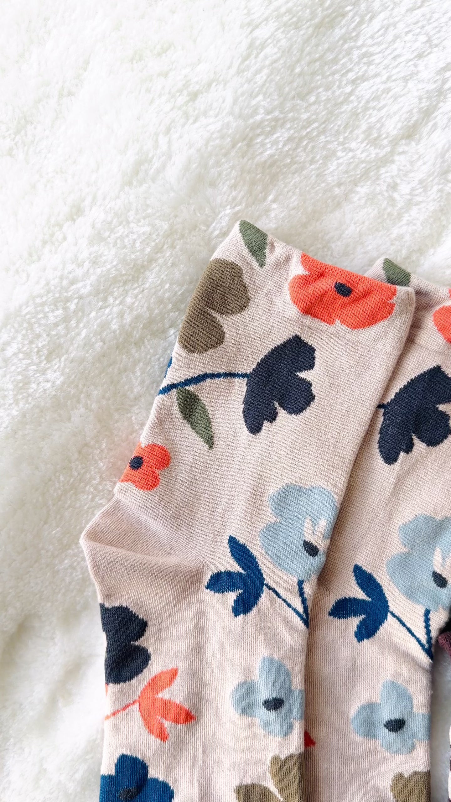 Colorful Spring Flowers, Floral Crew Socks